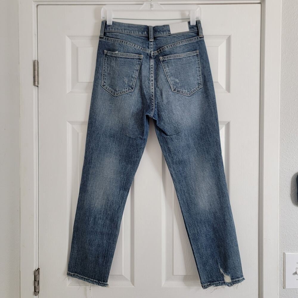 Pistola Medium Dark Wash High Rise Stright Leg Distressed Jean Size 27 - Picture 2 of 4